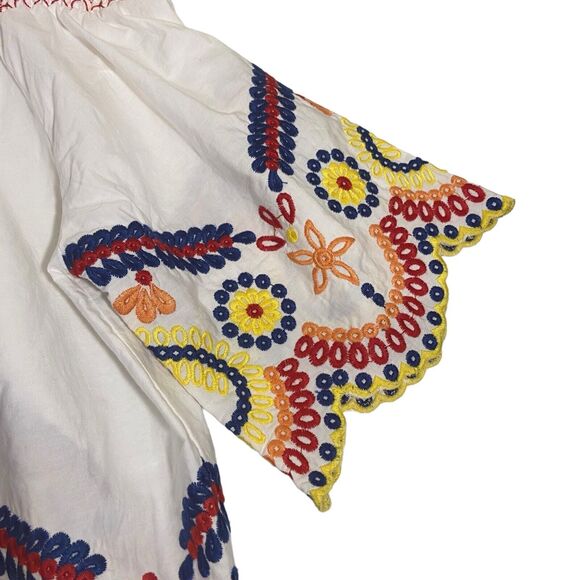 Romeo + Juliet Mexican Embroidered Off‎ the Shoulder Top Size L Boho Cottagecore - Picture 4 of 14